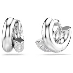 Dextera hoop earrings Round cut, Mini, White, Rhodium plated